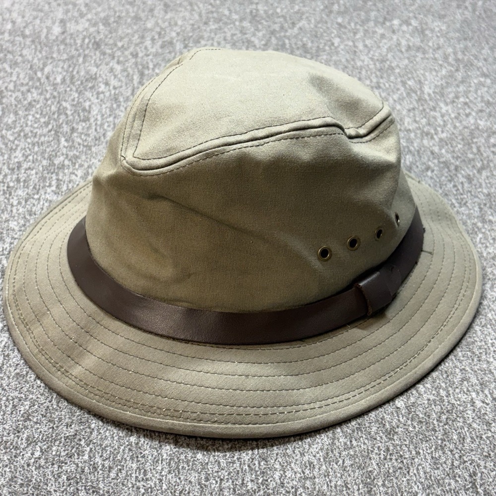 Filson Tin Cloth Packer Hat Size Medium (7 1/4) Made In USA Waxed Canvas Safari